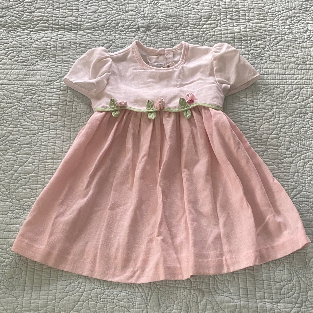 Vintage Jessica Ann Pink Dress with Floral Accents